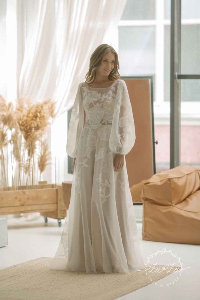Свадебное платье Марта с длинными рукавами