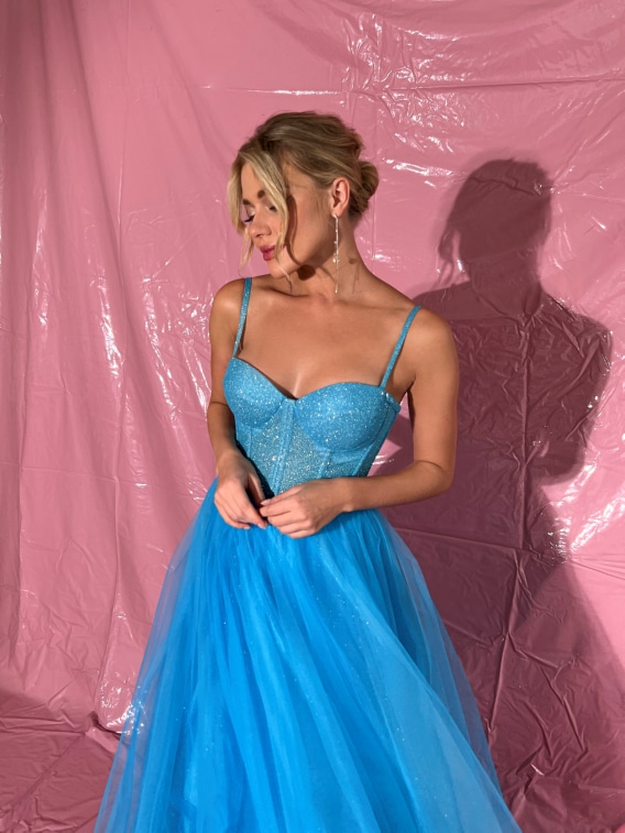 Вечернее платье Кристина миди голубой