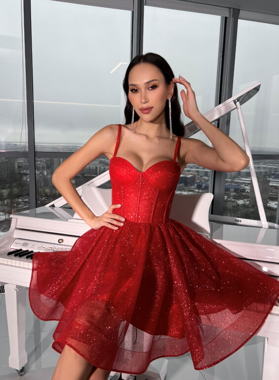 Вечернее платье Кристина мини красный