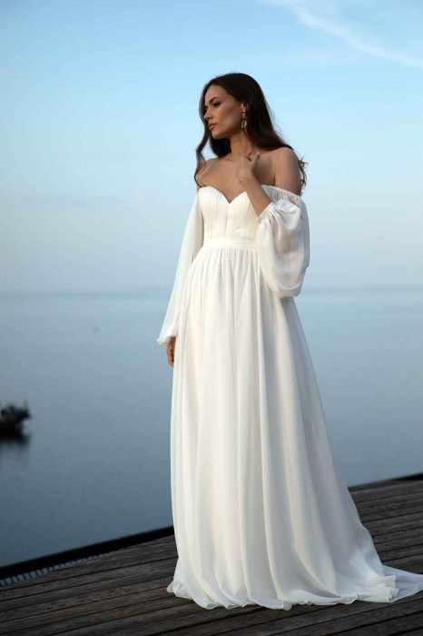 Свадебное платье Селена длинное с рукавами